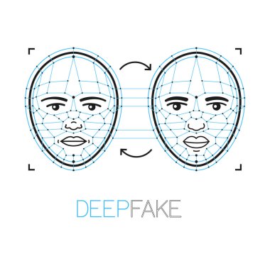 Deepfake, deep fake technology concept clipart