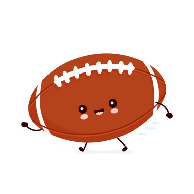 Cute happy american football rugby ball vector