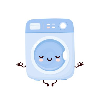 Sevimli, mutlu çamaşır makinesi meditasyon yapıyor.
