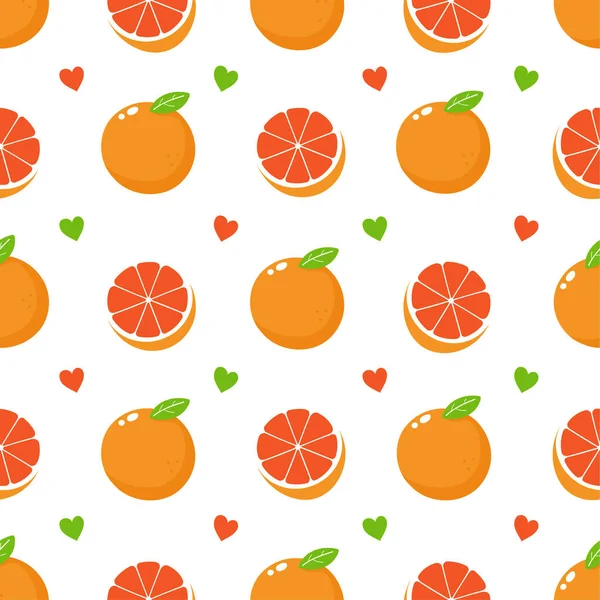 Süße Schönheit Grapefruitfrucht und Herzen — Stockvektor
