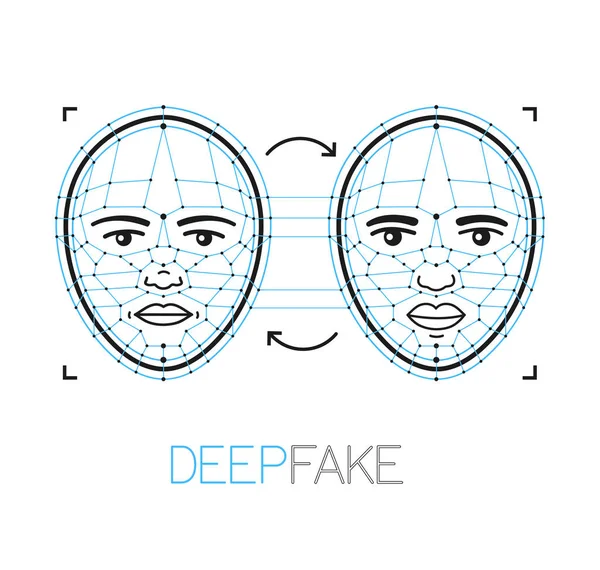 Deepfake, dyb falsk teknologi koncept – Stock-vektor