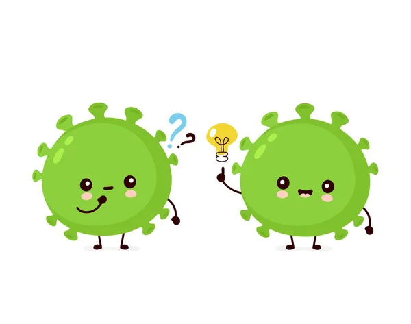 Cute happy probiotic bacteria with question mark — 스톡 벡터