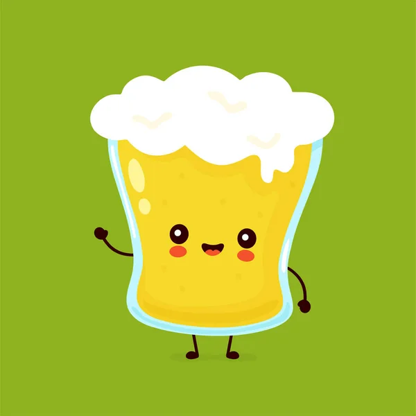 Schattig vrolijk lachend glas bier — Stockvector