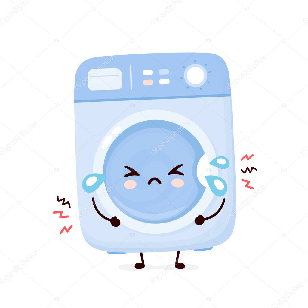 Cute sad broken washing machine