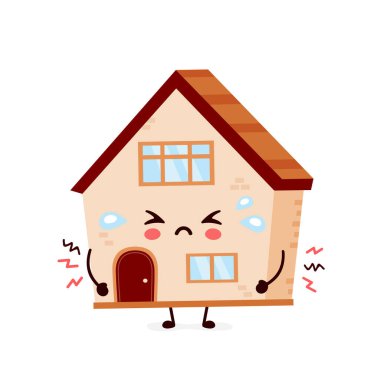 Sevimli üzgün ağlama evi. Vektör düzlüğü 