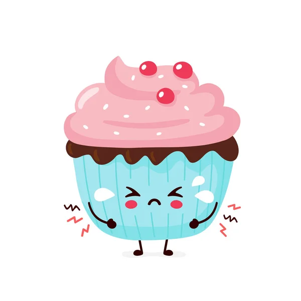 Leuke vrolijke lachende cupcake. Vector — Stockvector