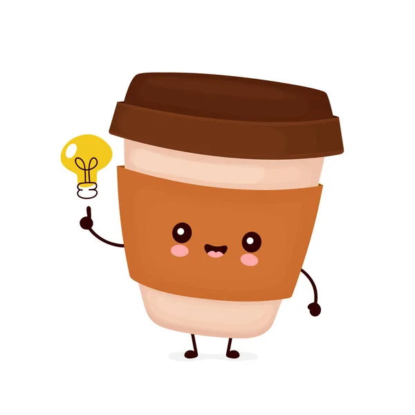 Cute szczęśliwy filiżanka papieru kawy — Wektor stockowy