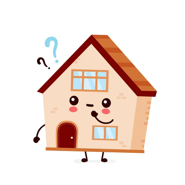 Cute happy smiling house with question mark — 스톡 벡터