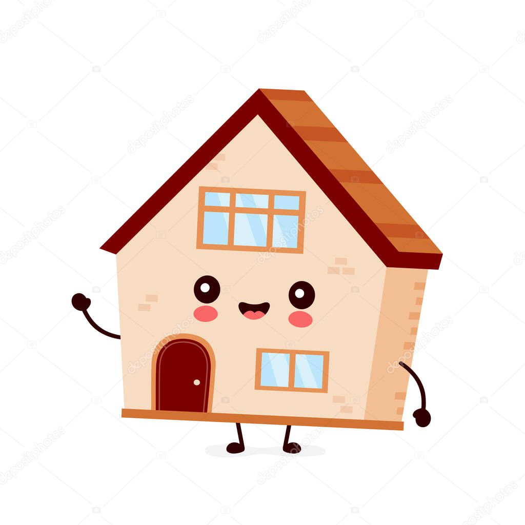 Cute happy smiling house. Vector 
