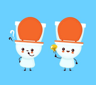 Soru işaretiyle gülümseyen sevimli klozet.