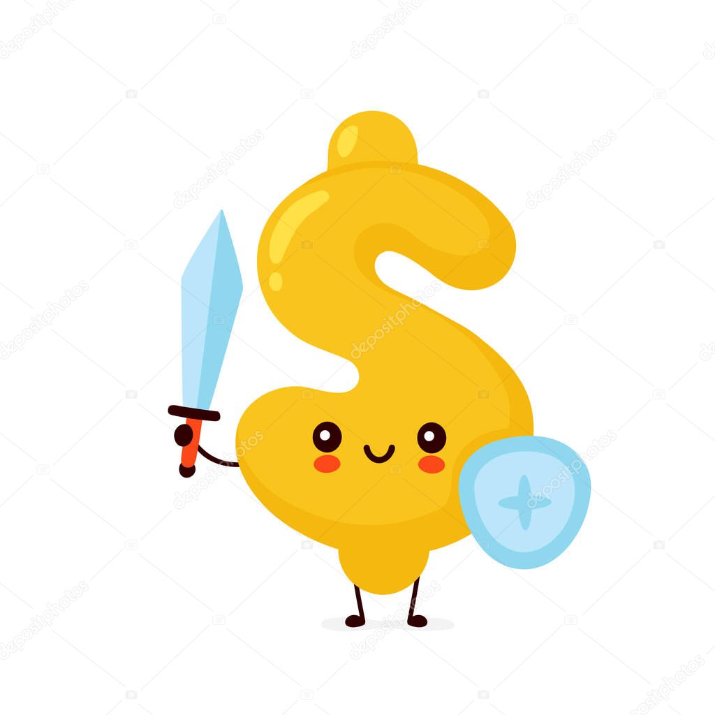 Cute happy dollar sign character
