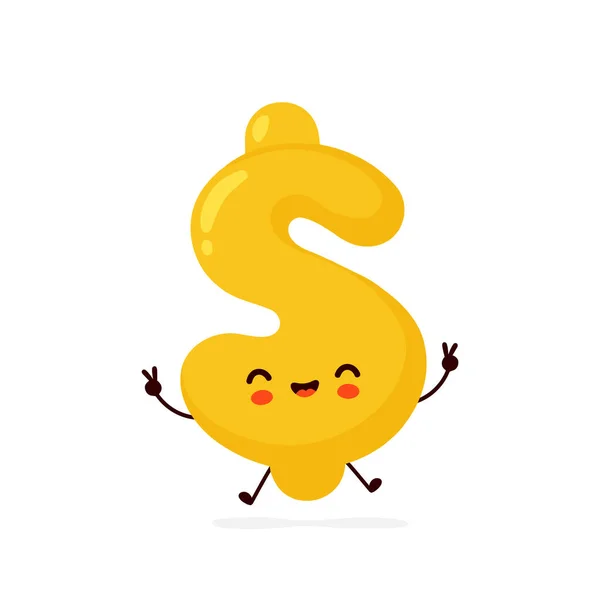Niedliche glückliche Dollar Zeichen Charakter — Stockvektor