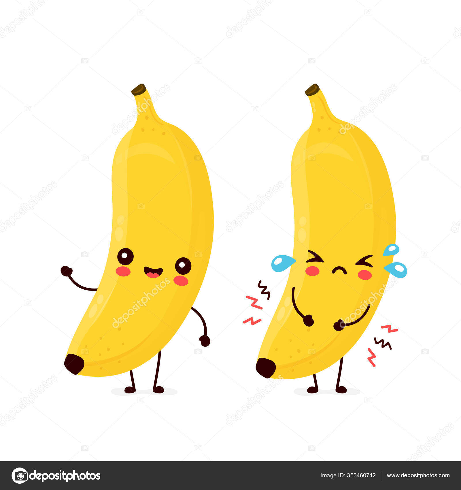 Personagem de desenho animado de banana feliz