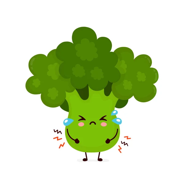 Lindo grito triste brócoli vegetal — Vector de stock