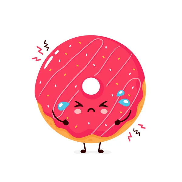 Leuke droevige huilende donut. Vectorvlak — Stockvector