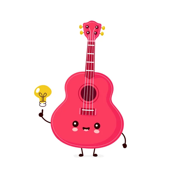 Söt glad leende ukulele gitarr — Stock vektor
