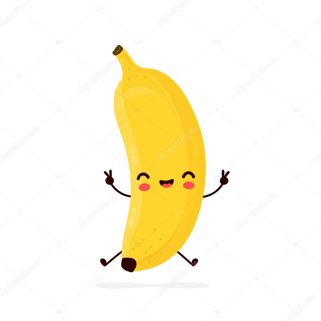 Cute happy smiling banana fruit