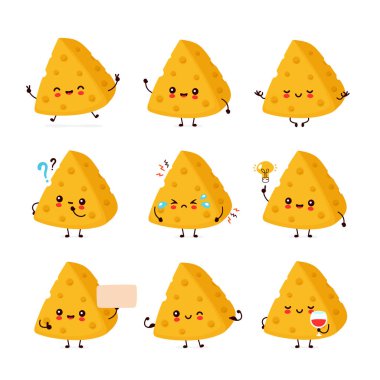 Gülümseyen sevimli peynir. Vektör 