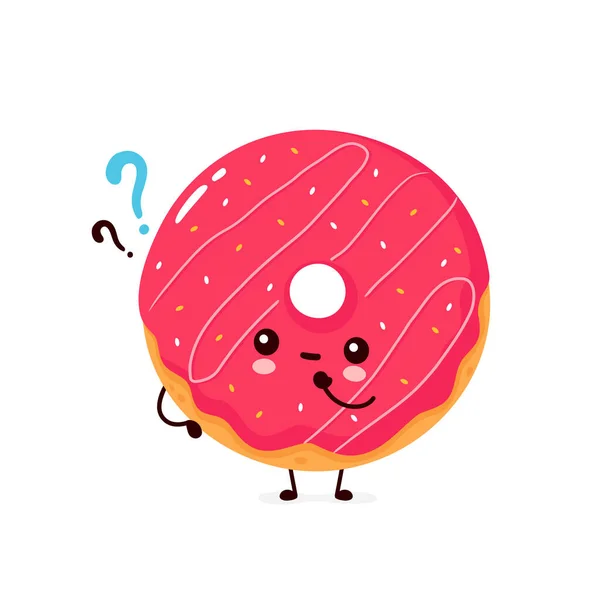 Bonito feliz sorrindo donut com pergunta — Vetor de Stock