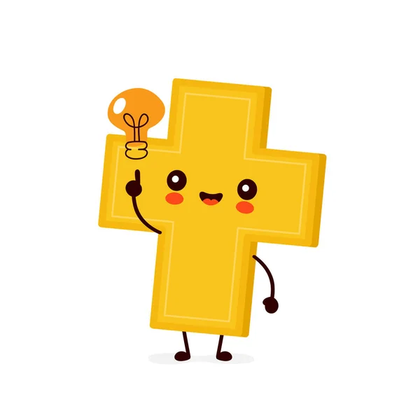 Mignon heureux souriant croix chrétienne — Image vectorielle