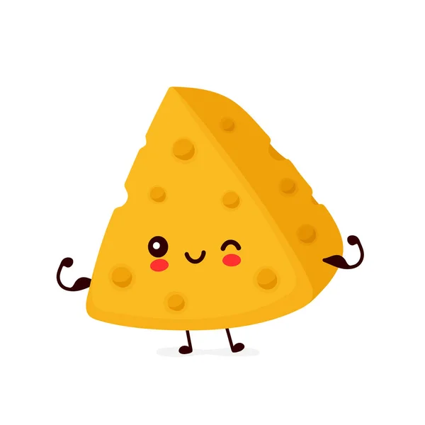 Mignon heureux sourire fromage montrer muscle — Image vectorielle