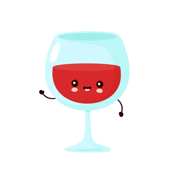 Sevimli, mutlu, gülümseyen şarap kadehi — Stok Vektör