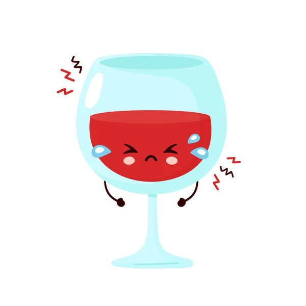 Ledsen gråta vin glas. Tecknad vektor karaktär — Stock vektor