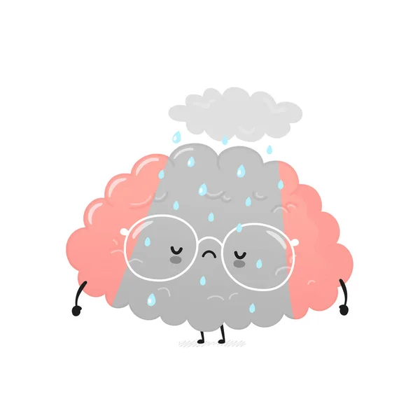 Söt ledsen deprimerad mänsklig hjärna — Stock vektor