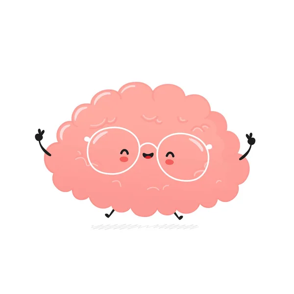 Cute happy human brain. Vector — Stock Vector