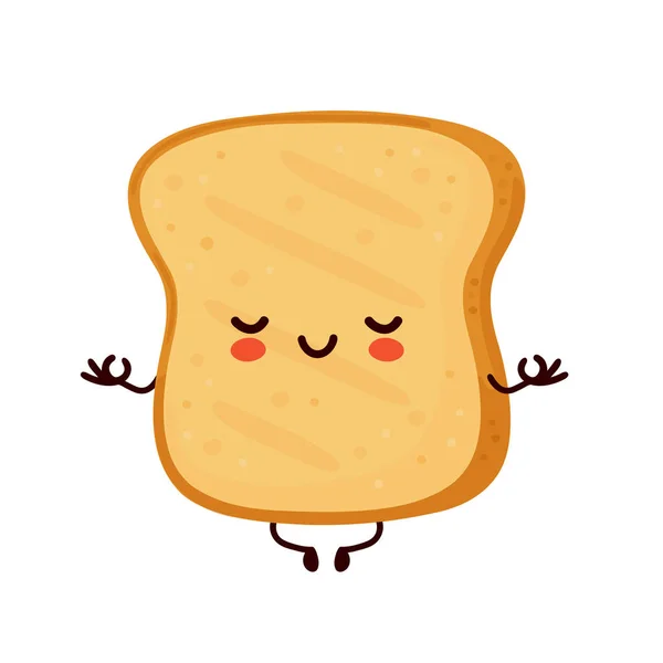 Cute happy funny toast meditate — Stock Vector