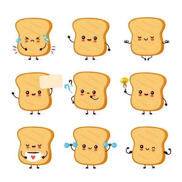Милий щасливий смішний набір тостів колекція — стоковий вектор