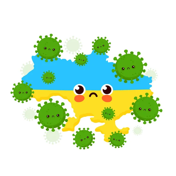 Cute sad Ukraine attacked coronavirus infection — Stock Vector
