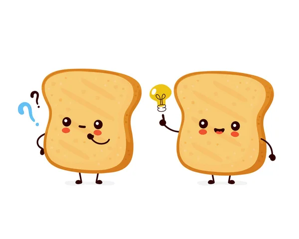 Cute happy funny Toast mit Fragezeichen — Stockvektor