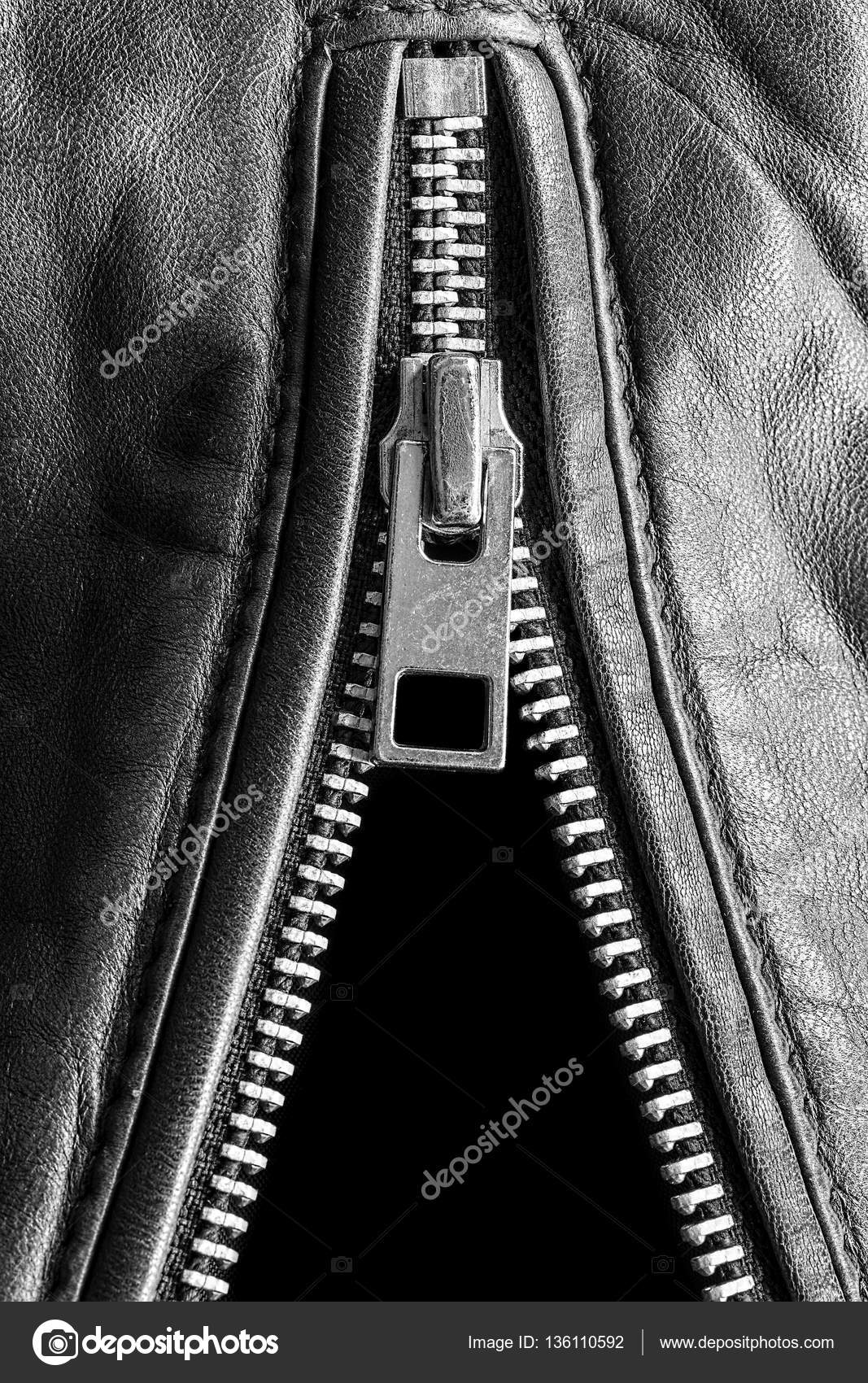 Metal Zipper On Leather