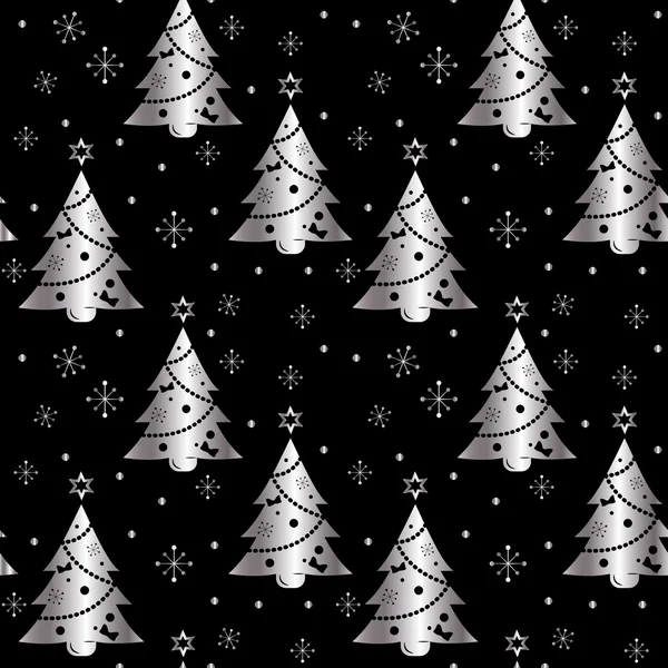 Festlig bakgrund. Seamless mönster av silver på en mörk bakgrund. Trädet. Jul och nyår. Struktur för webb, print, tapeter, dekoration, vinter, mode, webbplats bakgrund, presentpapper. Vektor. — Stock vektor