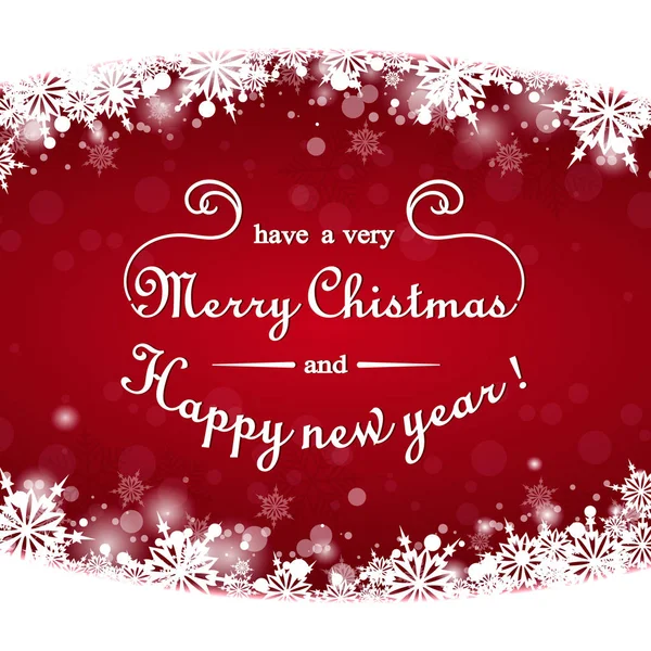 圣诞快乐，新年快乐 ！优雅的圣诞背景与雪花。色泽红亮。祝贺的题词。优雅的背景股票向量。贺卡. — 图库矢量图片