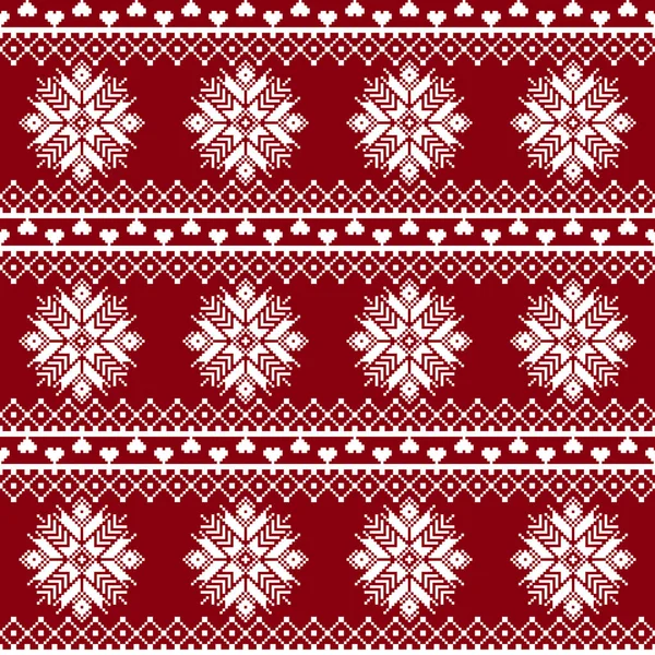 Tejido sin costuras. La ocasión. Feliz Navidad y feliz año nuevo. Pixeles. Color blanco y rojo. Fondo, envoltura de regalo, diseño, patrón, ornamento, sitio web de fondo. vector de stock — Vector de stock