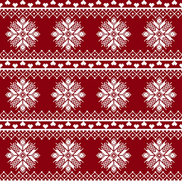 Nahtloser Stoff. Anlass. Frohe Weihnachten und ein gutes neues Jahr. Pixel. weiße und rote Farbe. Hintergrund, Geschenkverpackung, Design, Muster, Ornament, Hintergrund-Website. Aktienvektor — Stockvektor