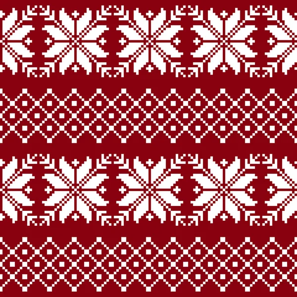 Naadloze structuur. De gelegenheid. Prettige kerstdagen en gelukkig Nieuwjaar. Pixels. Witte en rode kleur. Achtergrond, zeewieren, ontwerp, patroon, sieraad cadeau. Voorraad vector — Stockvector