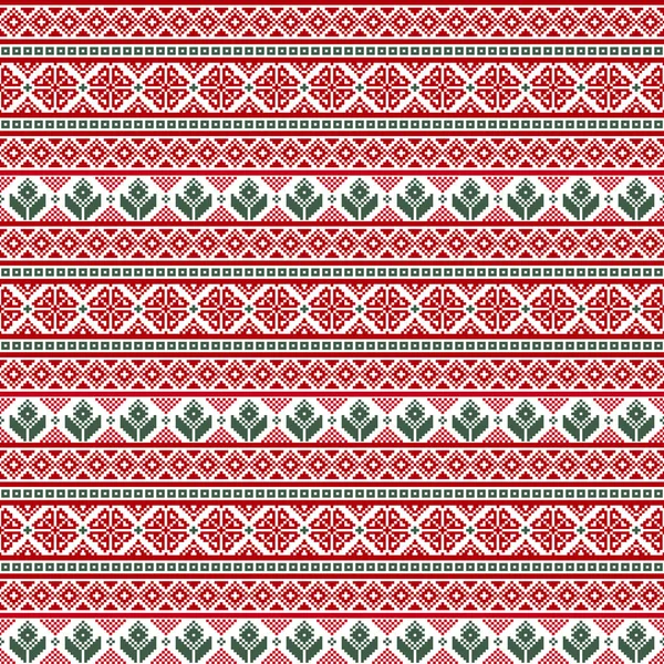 Nahtloser Stoff.Frohe Weihnachten und ein gutes neues Jahr. Anlass. Pixel. weiß, grün und rot. Ornament. Hintergrund, Geschenkverpackung, Design, Muster, Website-Hintergrund. Aktienvektor. — Stockvektor
