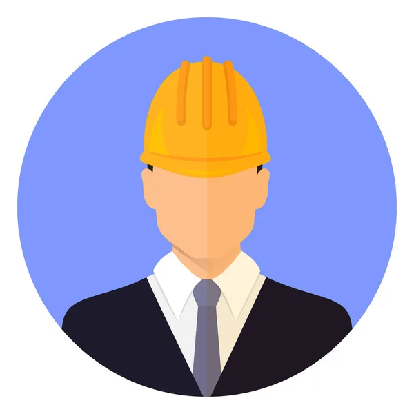 Builder male head wearing a helmet. Flat design — Stock Vector