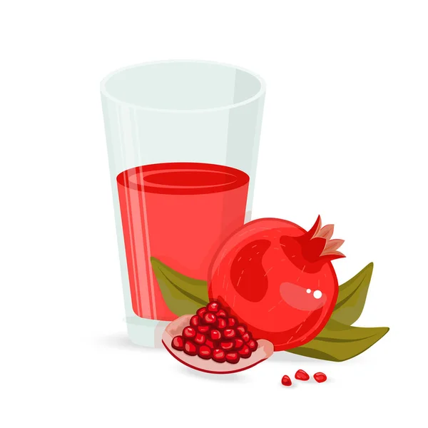 Rood fruit sap glas. Druiven, granaatappel, cranberry organische drankje. Gezonde voeding. — Stockvector