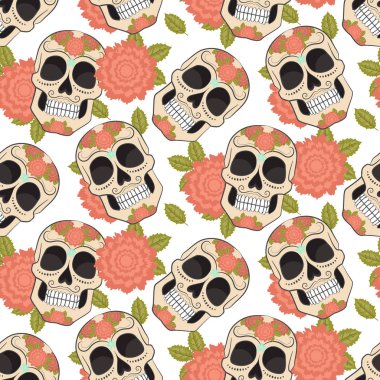 Şeker kafatasları ile sorunsuz. Vektör sürüm.