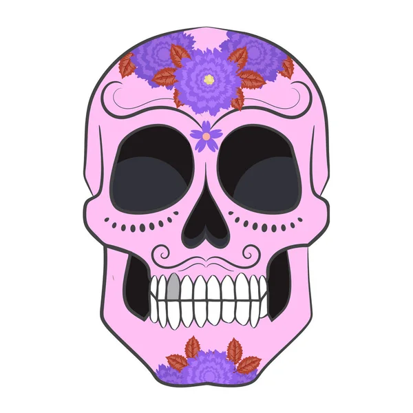 Día de color de la calavera de azúcar muerta con adorno . — Vector de stock