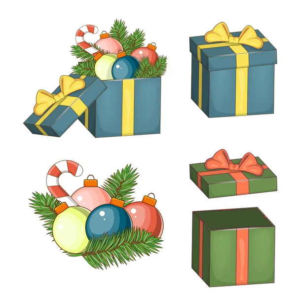 Open gift box with red bow isolated on white. Vector illustration eps 10. — Stock Vector