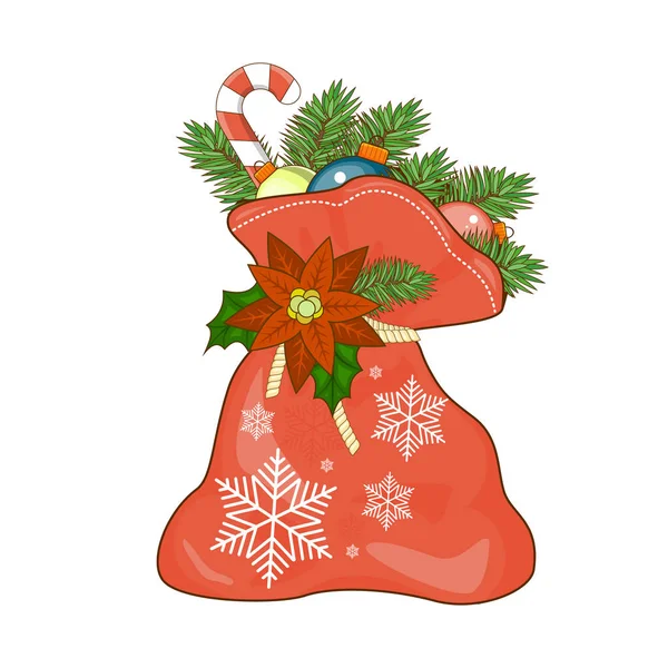クリスマスの袋、白い背景で隔離のサンタ クロース ベクトル図 — ストックベクタ