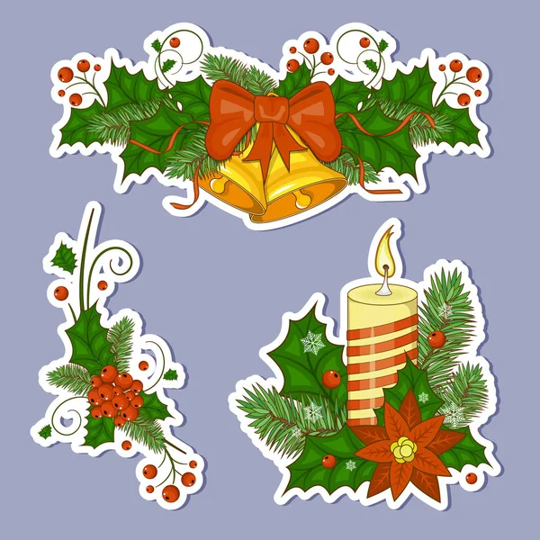 Desenhos animados coloridos ilustração de sinos de Natal no fundo branco. Vetor . — Vetor de Stock