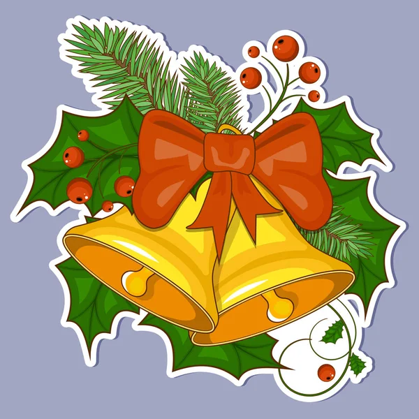 Färgglada tecknade illustration av Christmas bells på vit bakgrund. Vektor. — Stock vektor