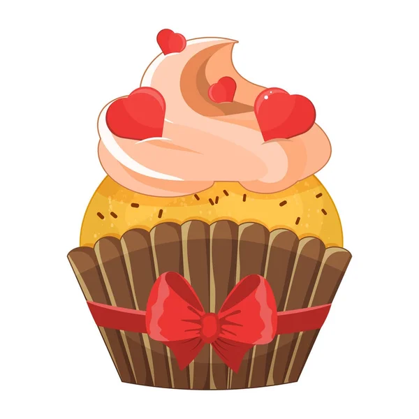 Cupcake romántico en el Día de San Valentín — Vector de stock