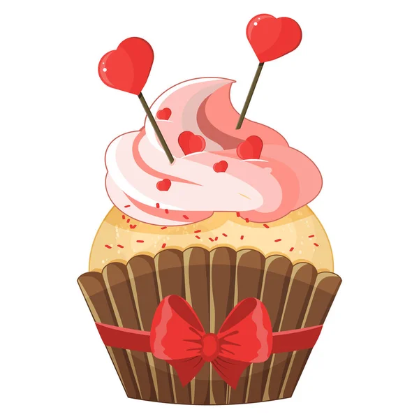 A Valentin napi romantikus cupcake — Stock Vector